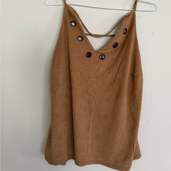 Cato Tops - Cato Brown Camisole with Eyelet Design